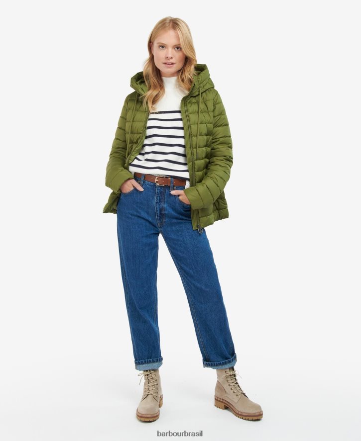 roupas Barbour jaqueta acolchoada coralina ponche rosa mulheres NH44421467