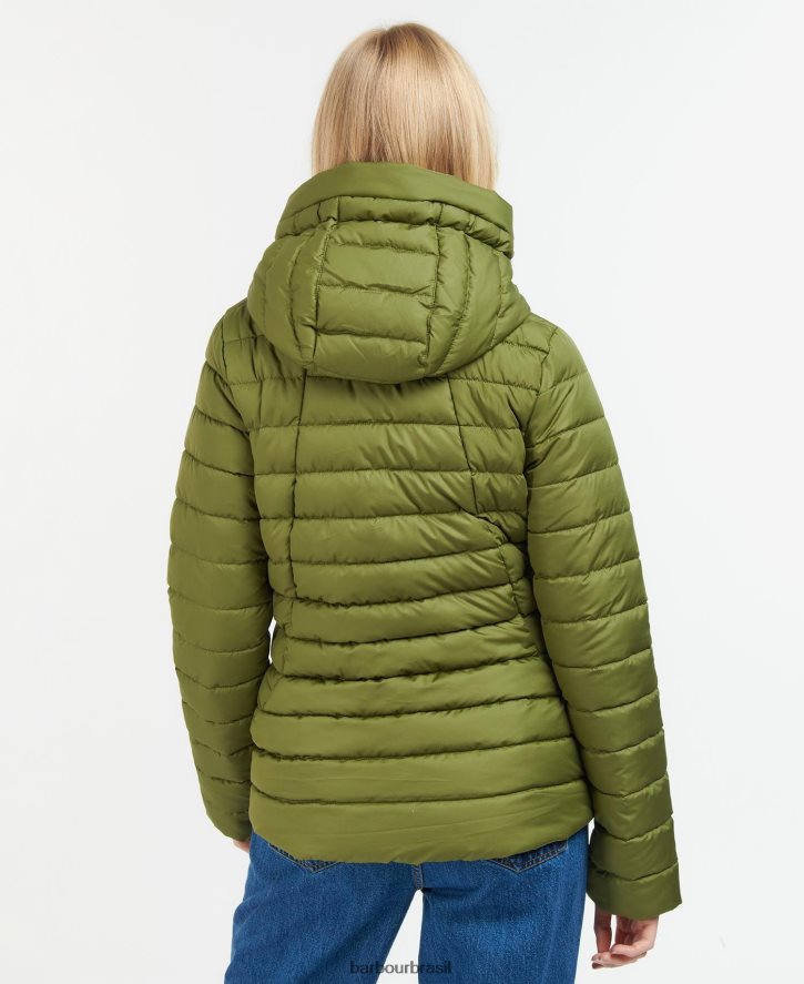 roupas Barbour jaqueta acolchoada coralina ponche rosa mulheres NH44421467
