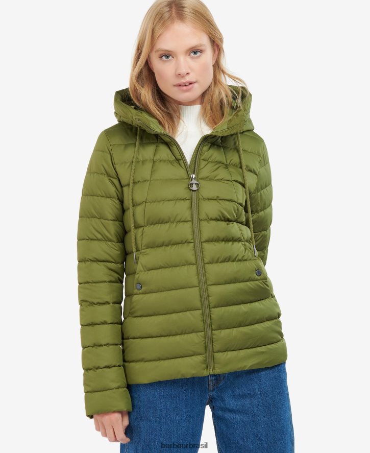 roupas Barbour jaqueta acolchoada coralina ponche rosa mulheres NH44421467