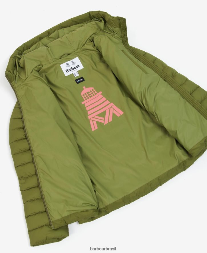 roupas Barbour jaqueta acolchoada coralina ponche rosa mulheres NH44421467