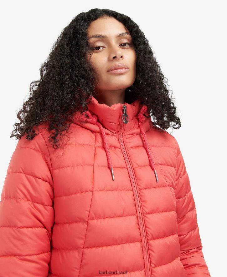 roupas Barbour jaqueta acolchoada coralina ponche rosa mulheres NH44421472