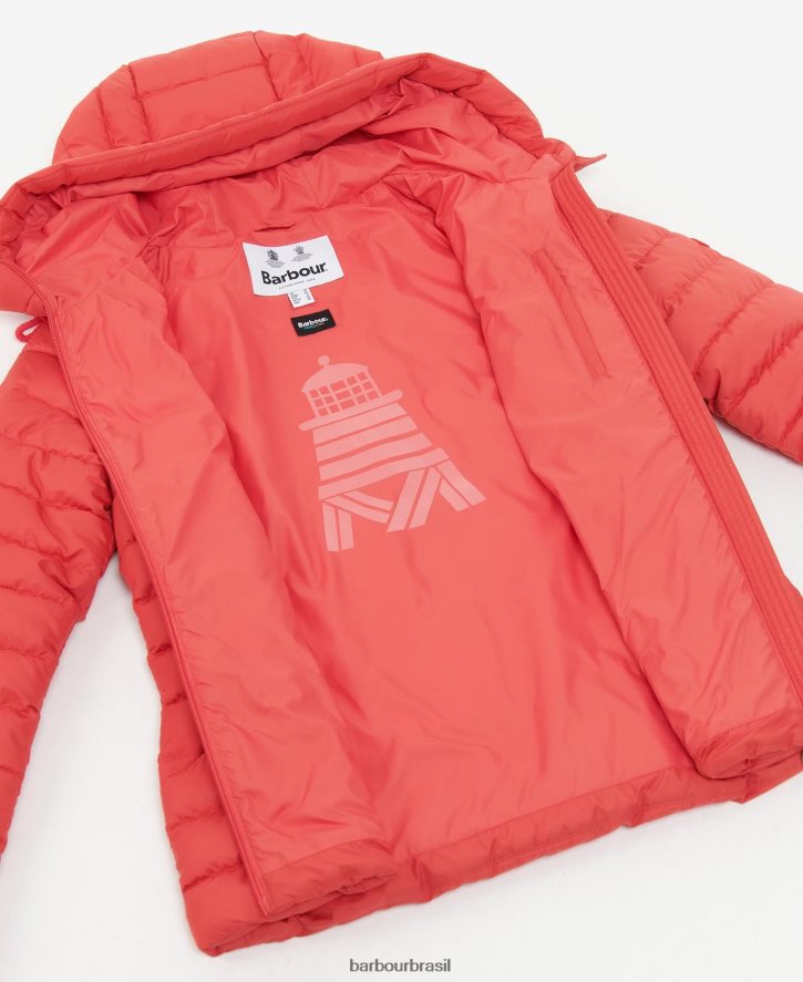 roupas Barbour jaqueta acolchoada coralina ponche rosa mulheres NH44421472