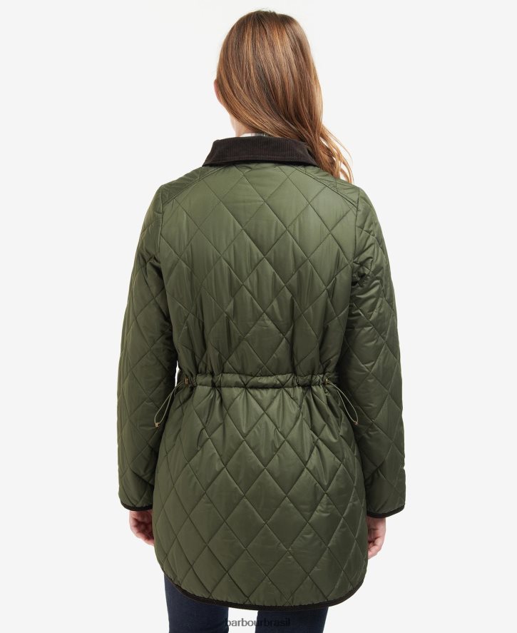 roupas Barbour jaqueta acolchoada de cavalaria longa preto/antigo mulheres NH44421475