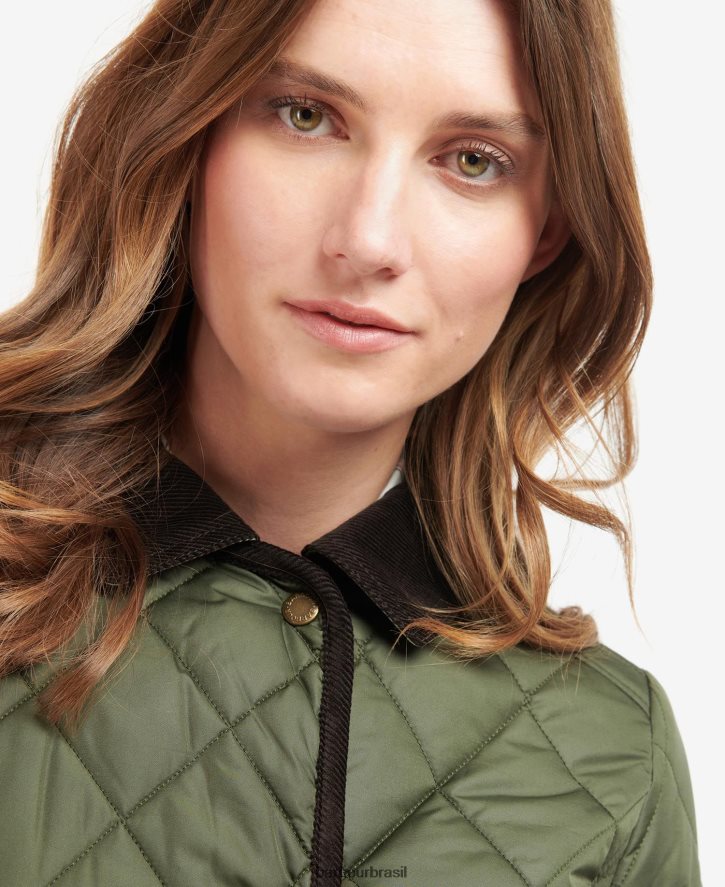 roupas Barbour jaqueta acolchoada de cavalaria longa preto/antigo mulheres NH44421475