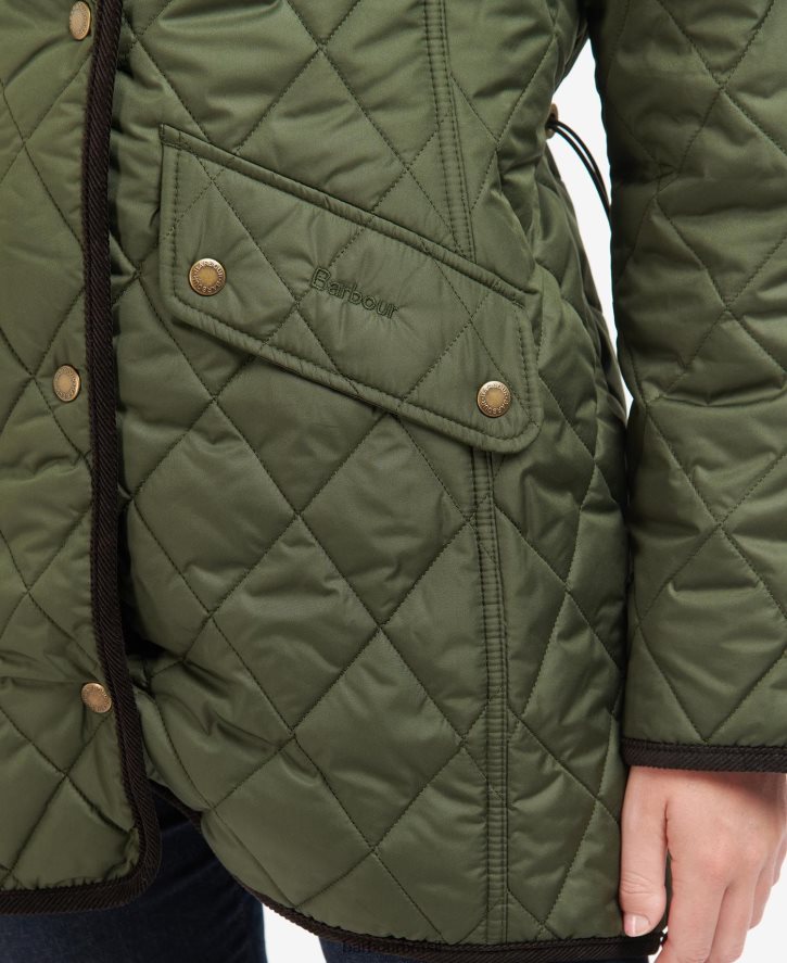 roupas Barbour jaqueta acolchoada de cavalaria longa preto/antigo mulheres NH44421475