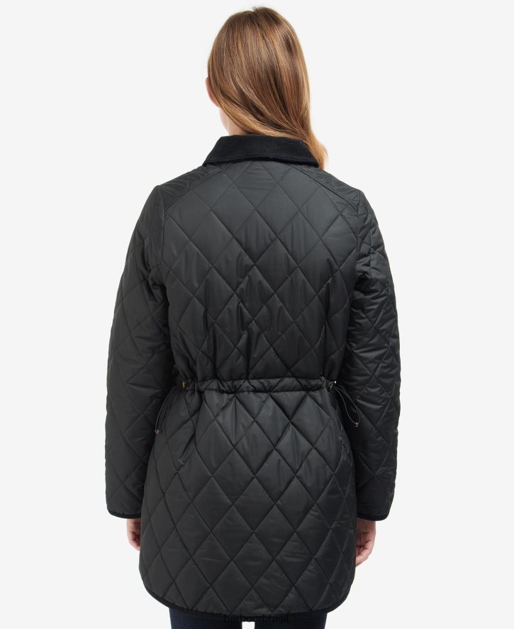roupas Barbour jaqueta acolchoada de cavalaria longa preto/antigo mulheres NH44421506