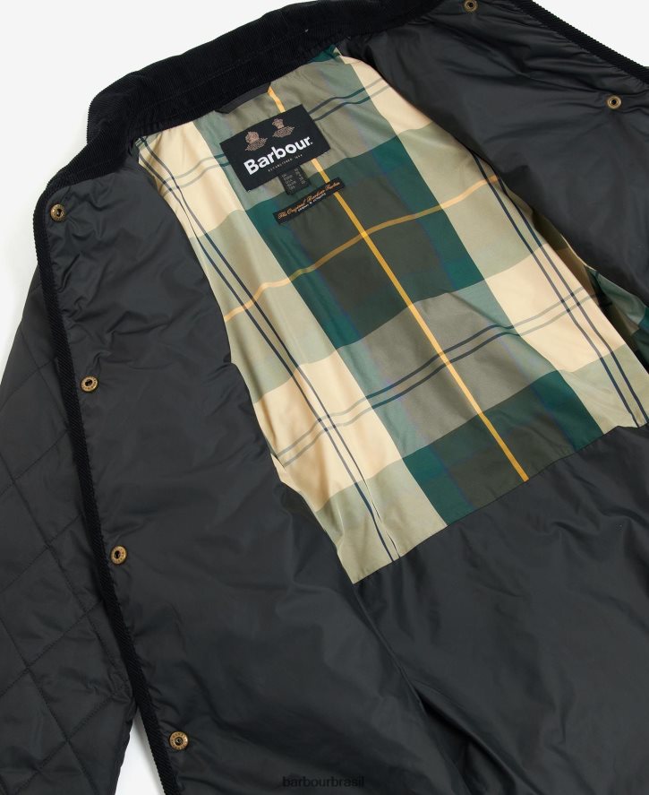 roupas Barbour jaqueta acolchoada de cavalaria longa preto/antigo mulheres NH44421506