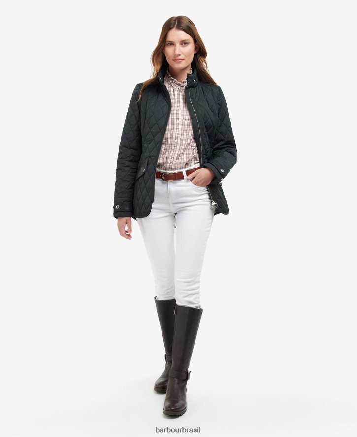 roupas Barbour jaqueta acolchoada de cavalaria premium oliveira/antiga mulheres NH44421433