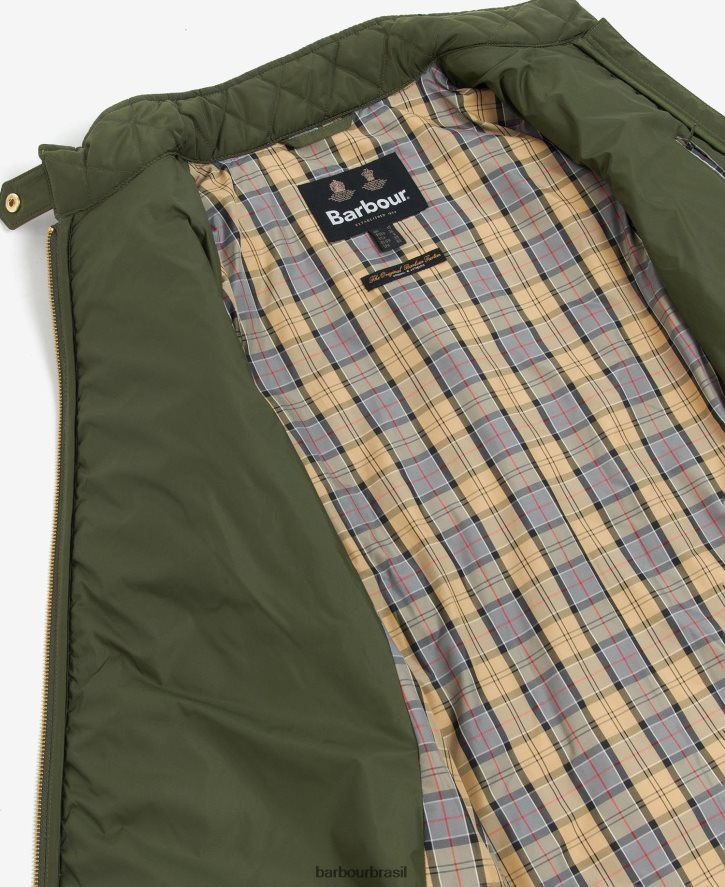roupas Barbour jaqueta acolchoada de cavalaria premium oliveira/antiga mulheres NH44421485