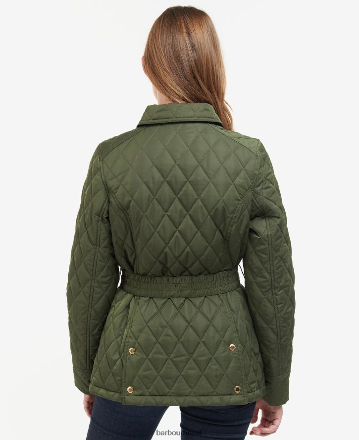 roupas Barbour jaqueta acolchoada de defesa com cinto oliveira/antiga mulheres NH44421435