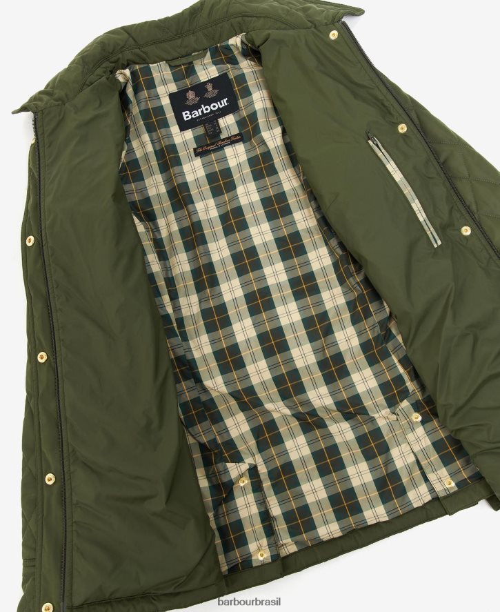 roupas Barbour jaqueta acolchoada de defesa com cinto oliveira/antiga mulheres NH44421435
