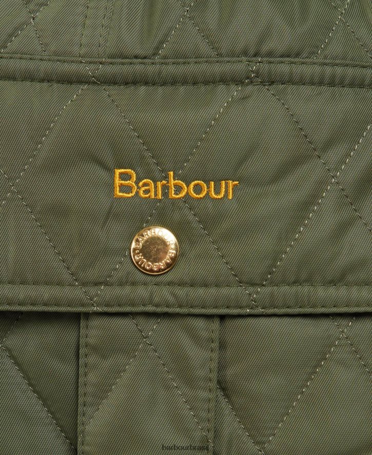 roupas Barbour jaqueta acolchoada de defesa com cinto oliveira/antiga mulheres NH44421435