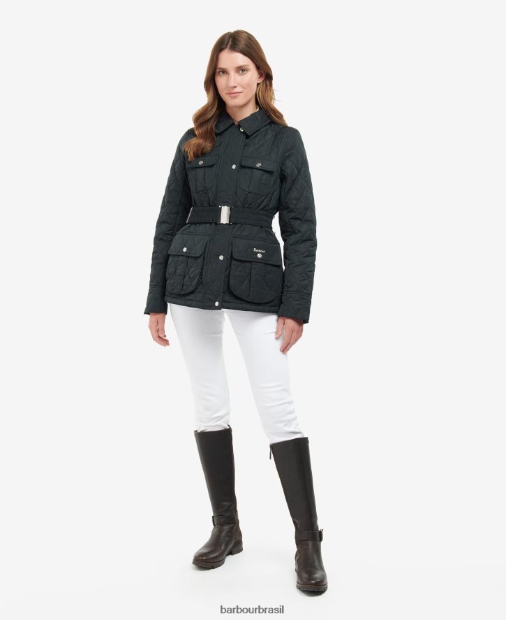 roupas Barbour jaqueta acolchoada de defesa com cinto oliveira/antiga mulheres NH44421488