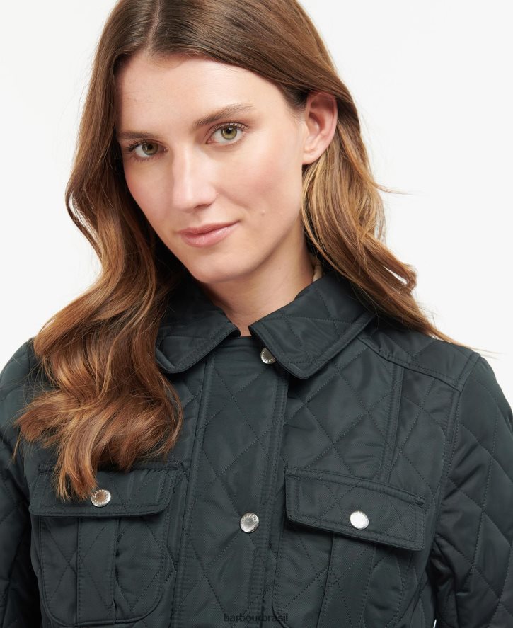 roupas Barbour jaqueta acolchoada de defesa com cinto oliveira/antiga mulheres NH44421488