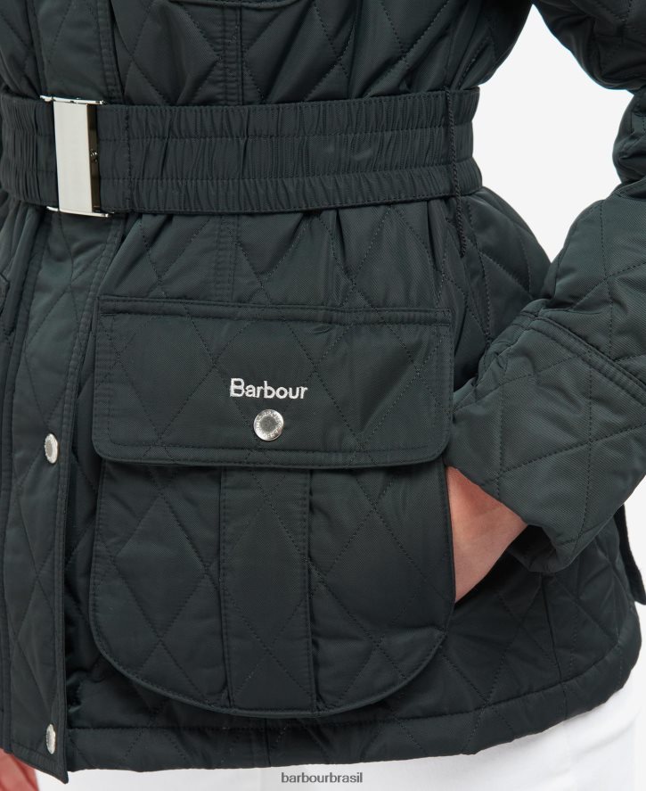 roupas Barbour jaqueta acolchoada de defesa com cinto oliveira/antiga mulheres NH44421488