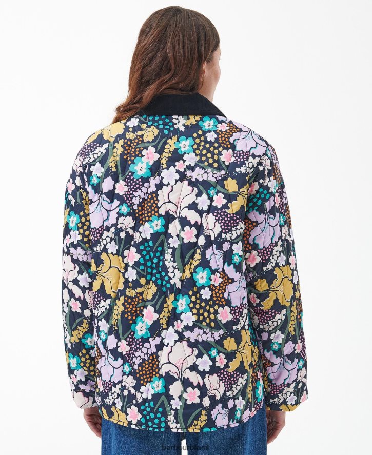 roupas Barbour jaqueta acolchoada delphinium estampada estampa maravilha botânica/azul escuro mulheres NH44421438