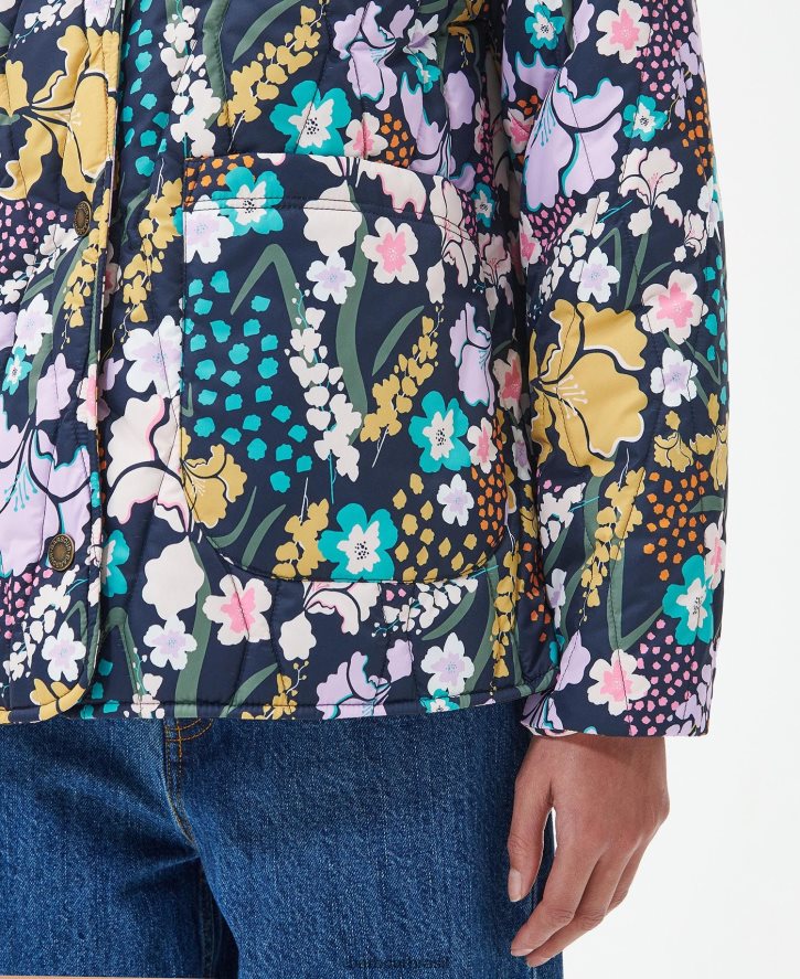 roupas Barbour jaqueta acolchoada delphinium estampada estampa maravilha botânica/azul escuro mulheres NH44421438