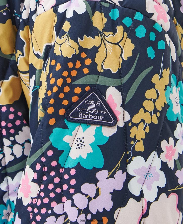 roupas Barbour jaqueta acolchoada delphinium estampada estampa maravilha botânica/azul escuro mulheres NH44421438