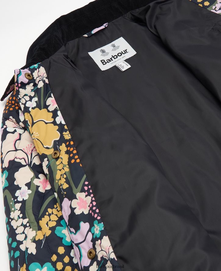 roupas Barbour jaqueta acolchoada delphinium estampada estampa maravilha botânica/azul escuro mulheres NH44421438