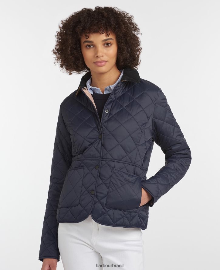 roupas Barbour jaqueta acolchoada deveron azeitona preta mulheres NH44421413