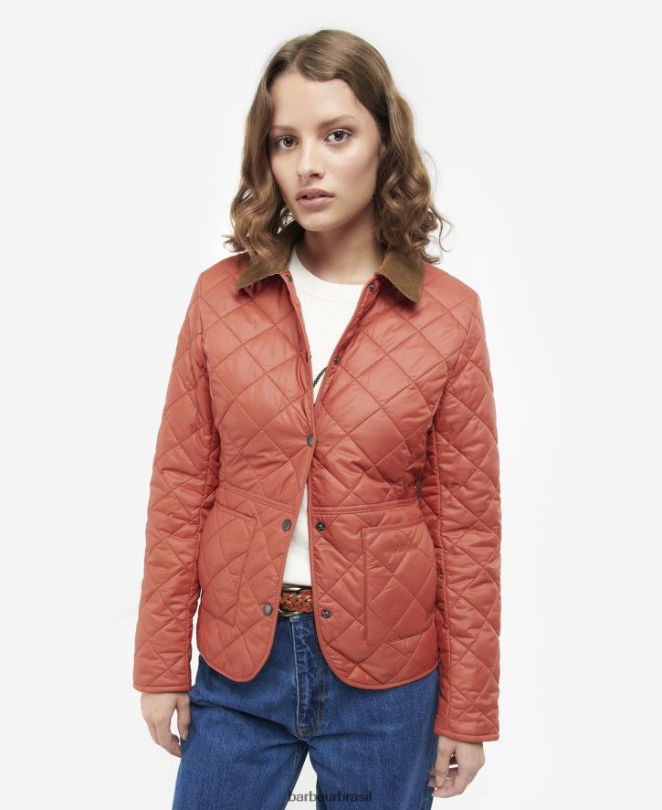roupas Barbour jaqueta acolchoada deveron marinho/rosa pálido mulheres NH44421444