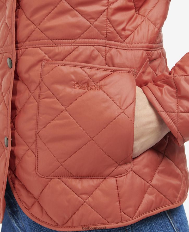 roupas Barbour jaqueta acolchoada deveron marinho/rosa pálido mulheres NH44421444