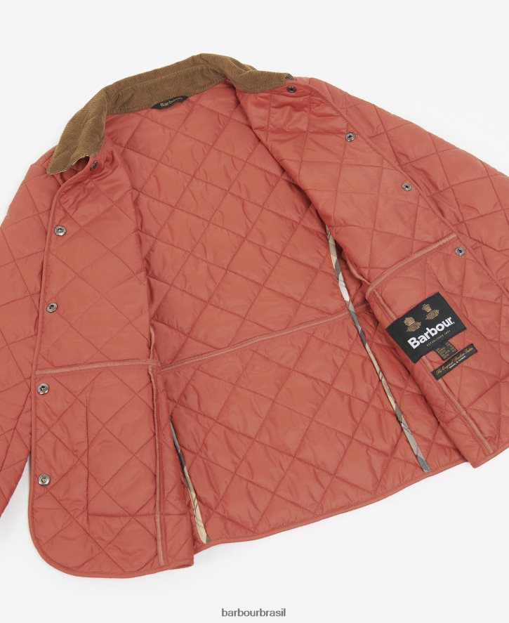 roupas Barbour jaqueta acolchoada deveron marinho/rosa pálido mulheres NH44421444