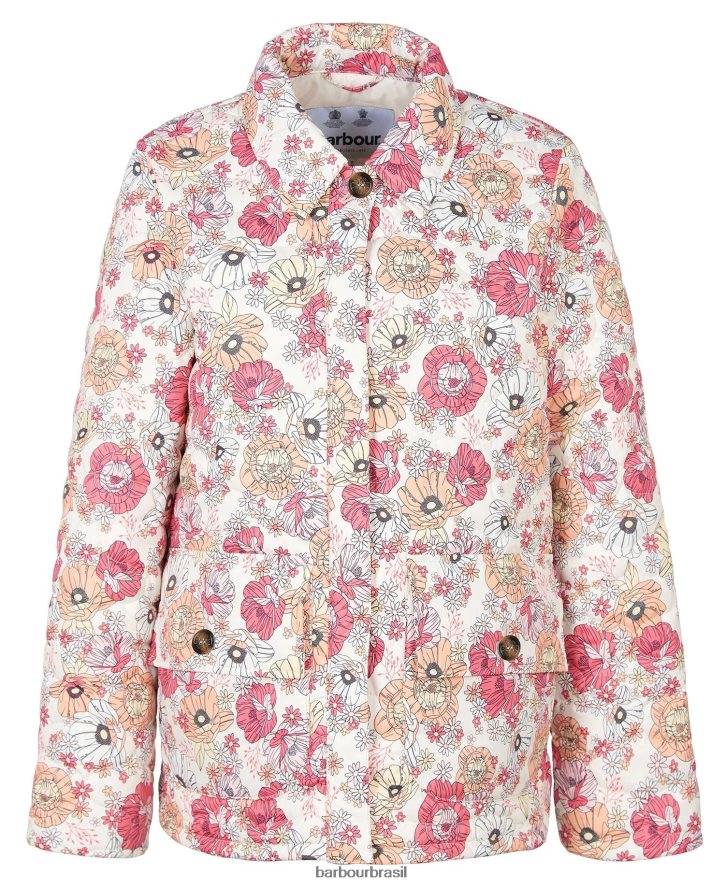 roupas Barbour jaqueta acolchoada leilani estampada milefólio floral retrô/oliva mulheres NH44421479