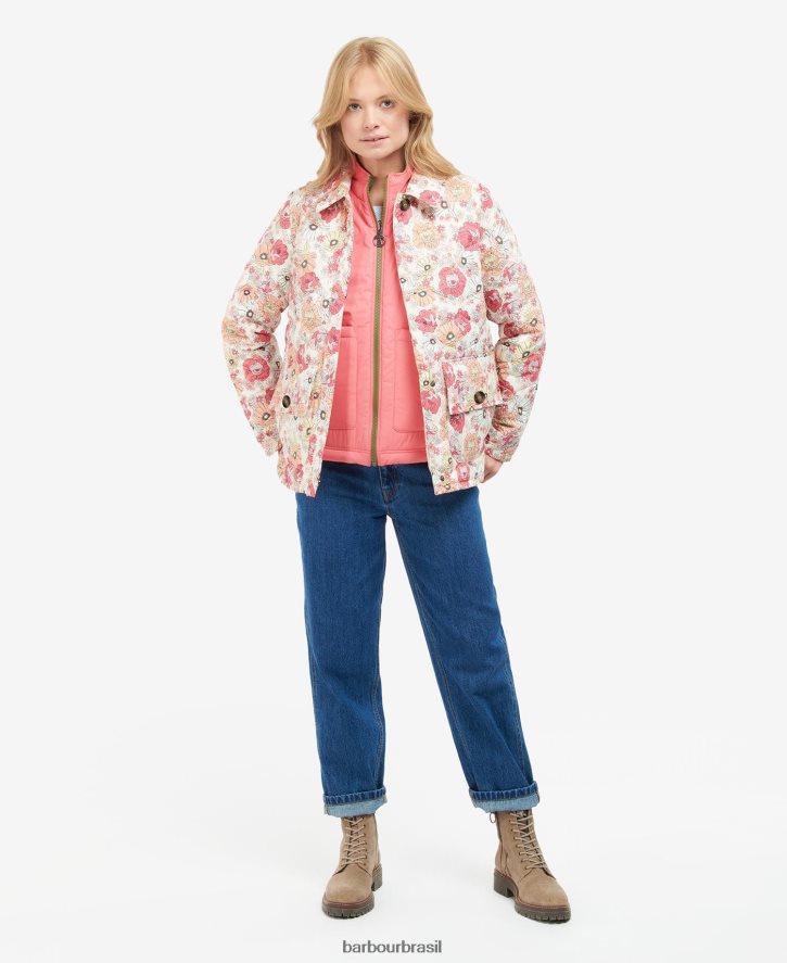 roupas Barbour jaqueta acolchoada leilani estampada milefólio floral retrô/oliva mulheres NH44421479