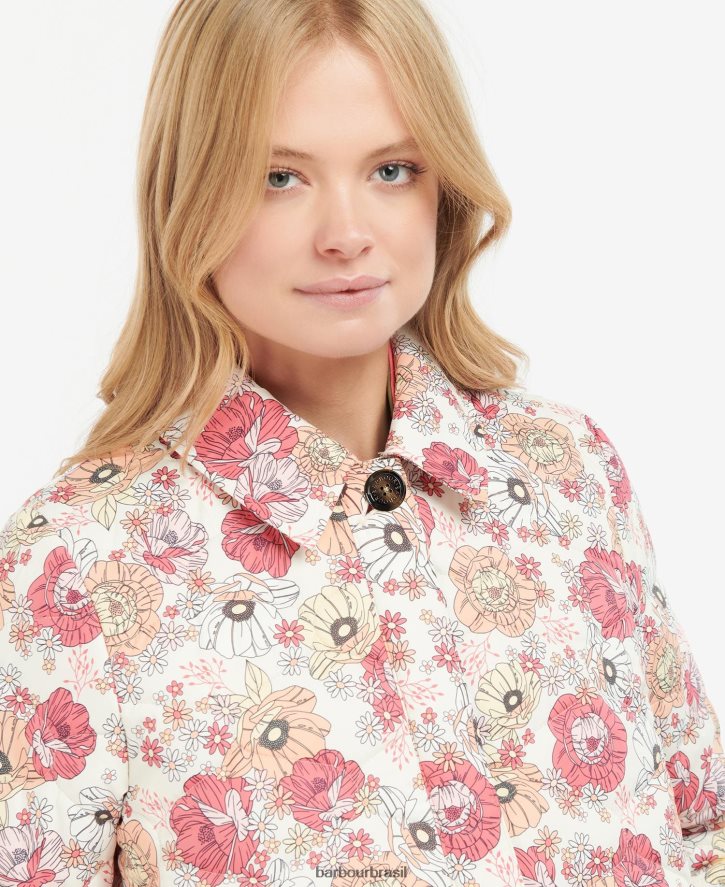 roupas Barbour jaqueta acolchoada leilani estampada milefólio floral retrô/oliva mulheres NH44421479