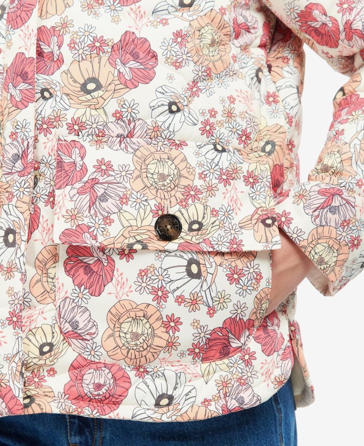 roupas Barbour jaqueta acolchoada leilani estampada milefólio floral retrô/oliva mulheres NH44421479