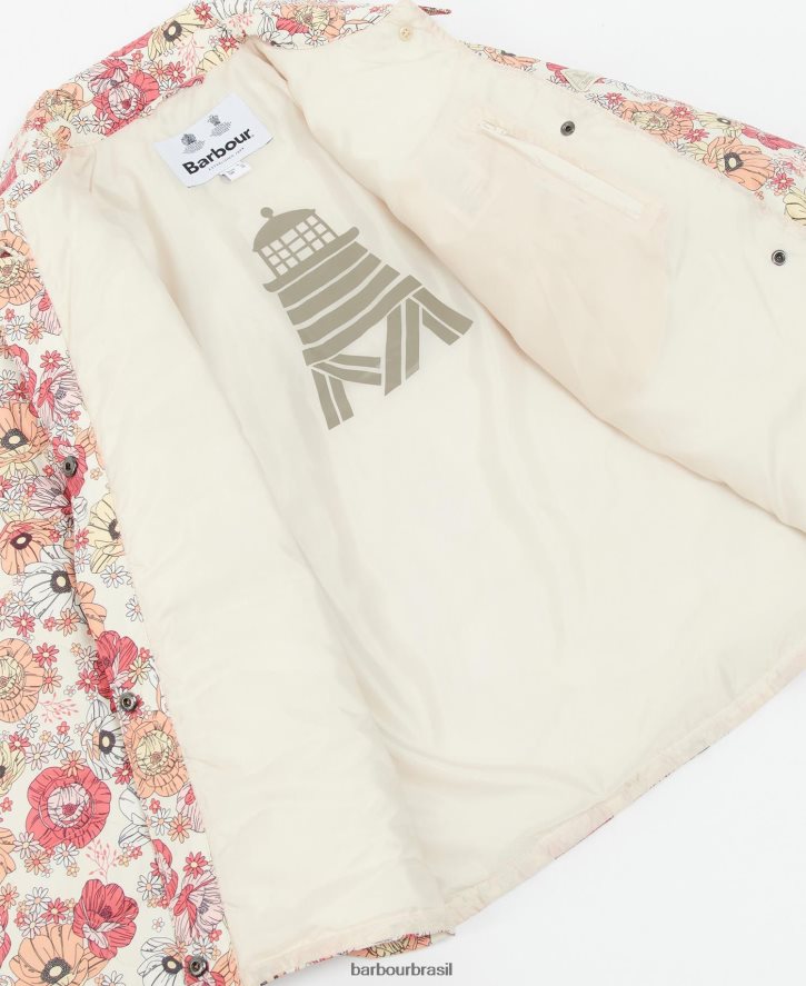 roupas Barbour jaqueta acolchoada leilani estampada milefólio floral retrô/oliva mulheres NH44421479