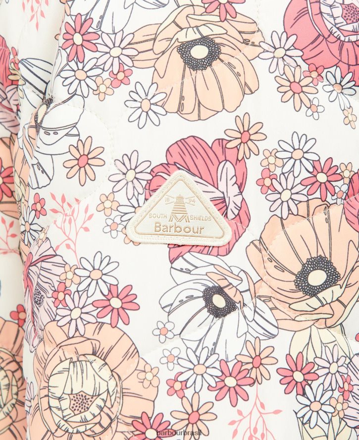 roupas Barbour jaqueta acolchoada leilani estampada milefólio floral retrô/oliva mulheres NH44421479