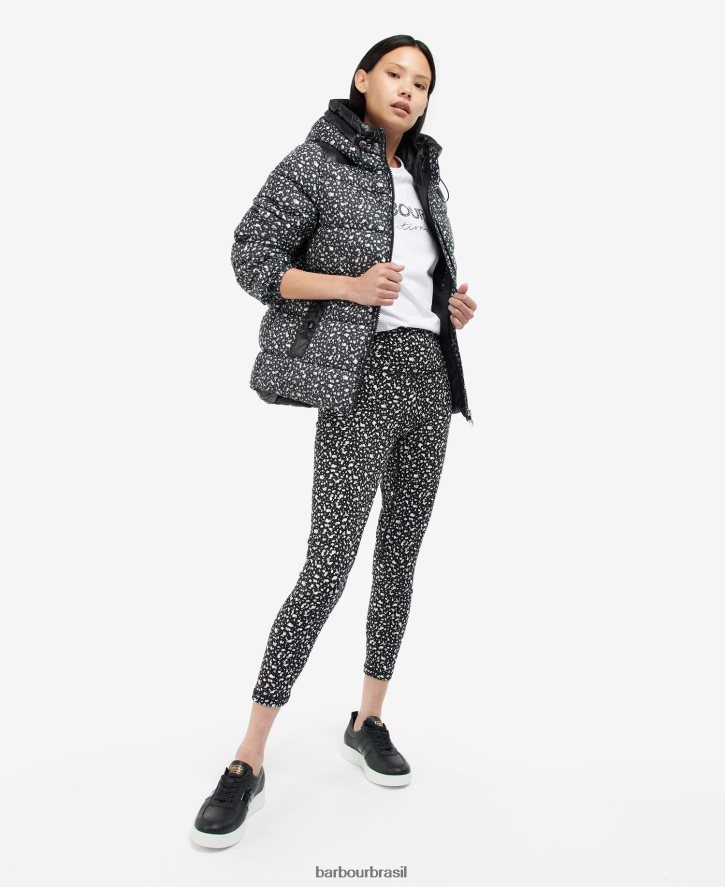 roupas Barbour jaqueta acolchoada pavilion estampada terrazzo/preto mulheres NH44421455