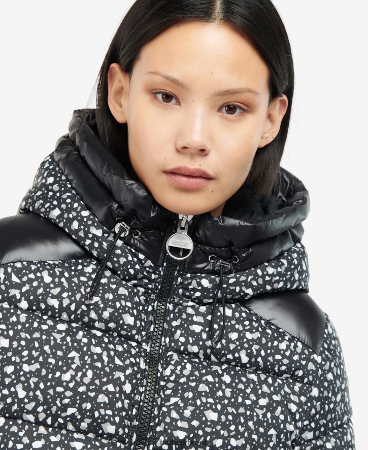 roupas Barbour jaqueta acolchoada pavilion estampada terrazzo/preto mulheres NH44421455