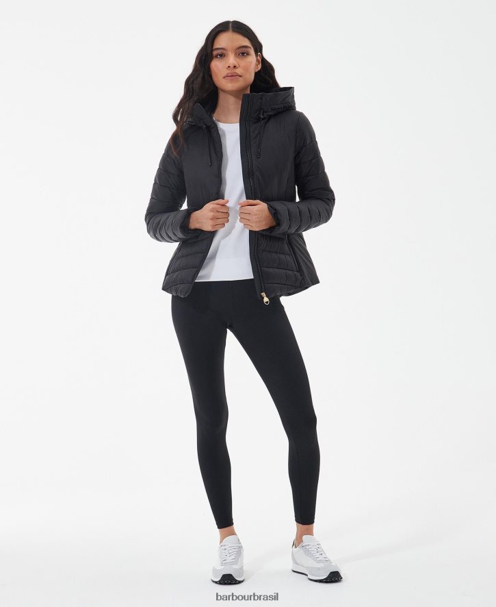 roupas Barbour jaqueta acolchoada sanderson preto clássico mulheres NH44421460