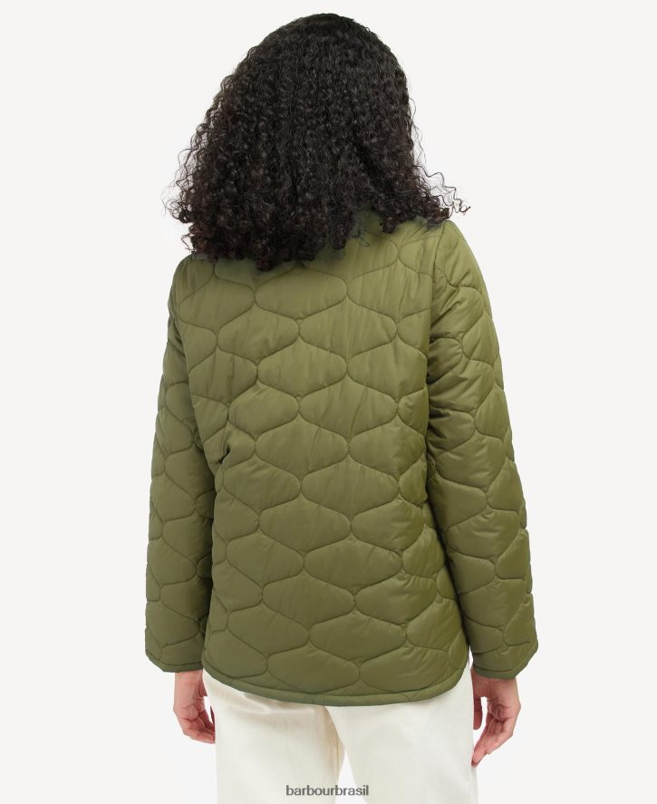 roupas Barbour jaqueta apia acolchoada reversível ponche de oliveira/rosa mulheres NH44421474