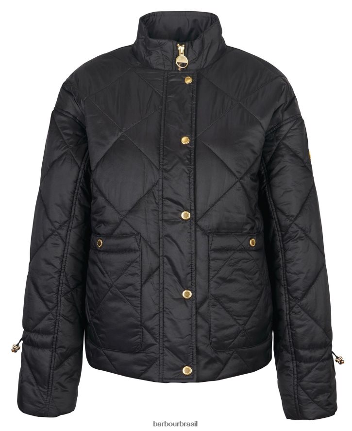 roupas Barbour jaqueta matelassê falkenberg cheque verde meia-noite/verde meia-noite mulheres NH44421452