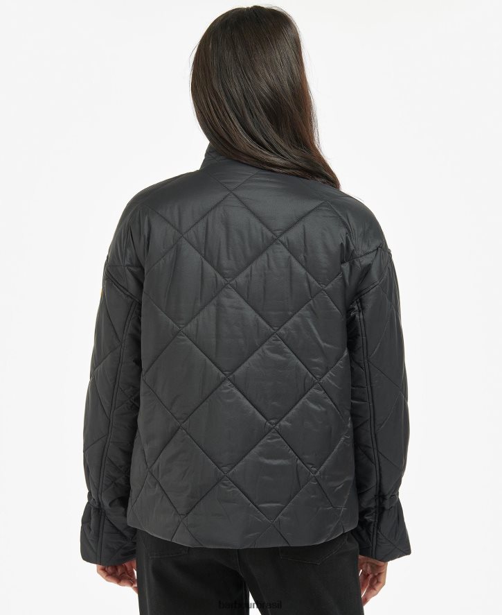 roupas Barbour jaqueta matelassê falkenberg cheque verde meia-noite/verde meia-noite mulheres NH44421452