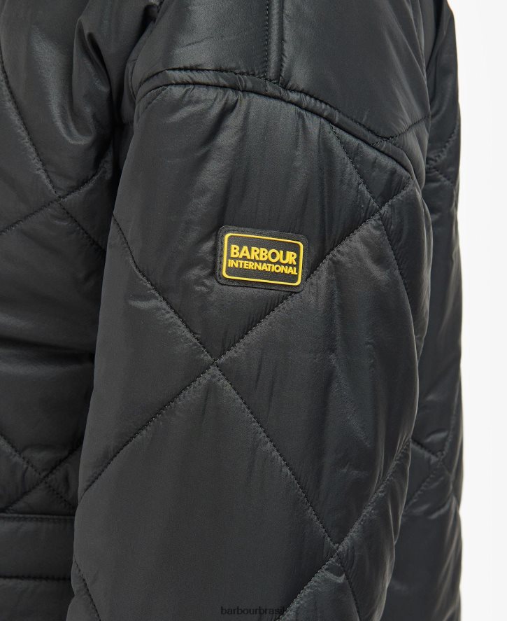 roupas Barbour jaqueta matelassê falkenberg cheque verde meia-noite/verde meia-noite mulheres NH44421452