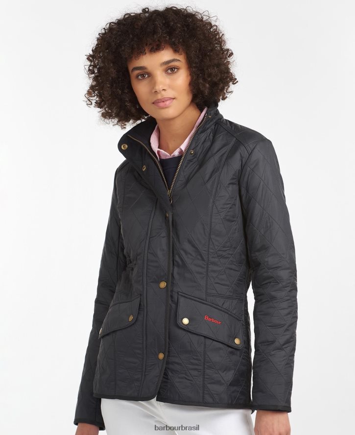 roupas Barbour jaqueta polarquilt cavalaria preto mulheres NH44421400