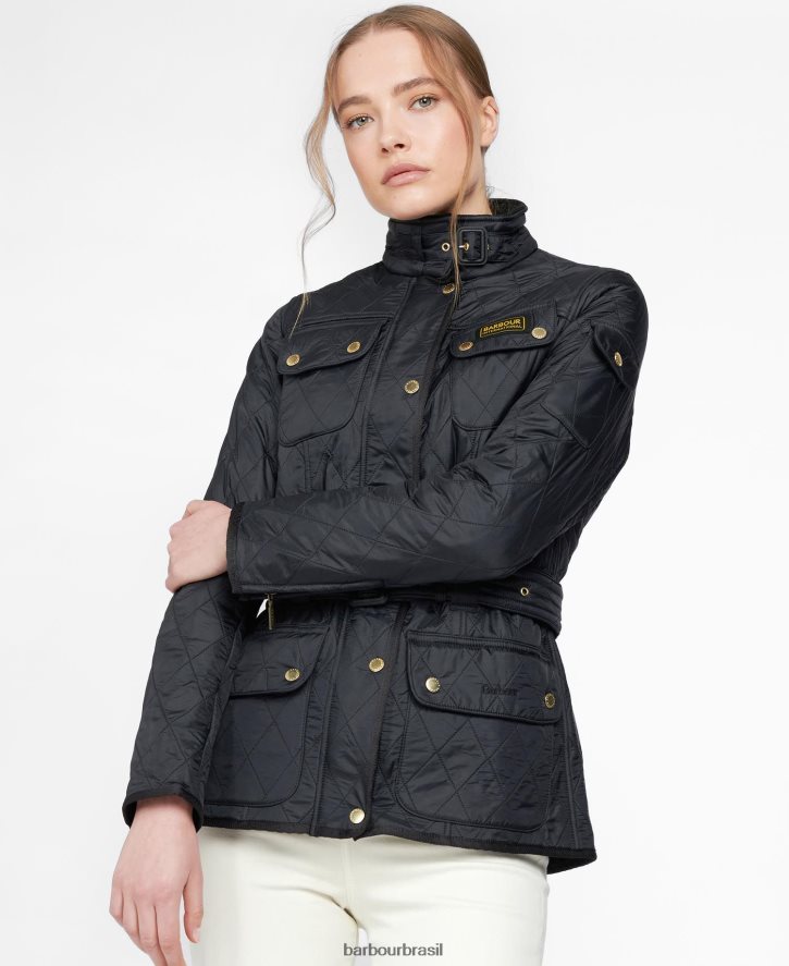 roupas Barbour jaqueta polarquilt internacional preto mulheres NH44421441