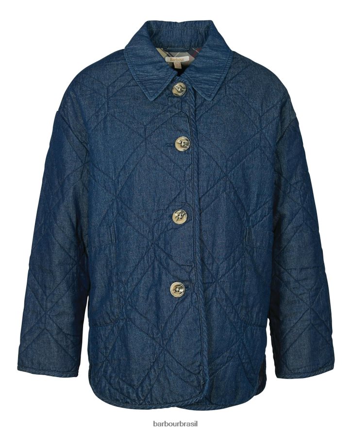 roupas Barbour shacket acolchoado de brim barrhead lavagem escura/vestido índigo mulheres NH44421422