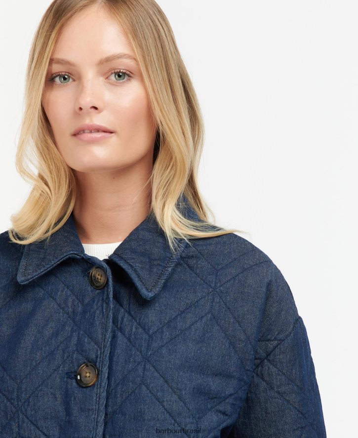 roupas Barbour shacket acolchoado de brim barrhead lavagem escura/vestido índigo mulheres NH44421422