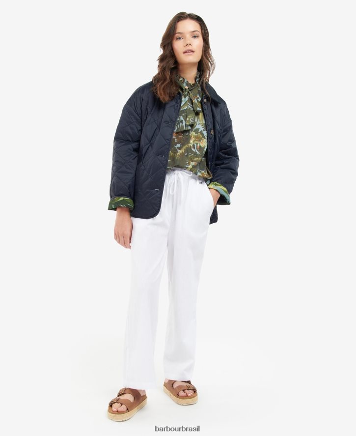 roupas Barbour x House of Hackney gransden jaqueta acolchoada reversível marinho escuro/limerência/céu mulheres NH44421432