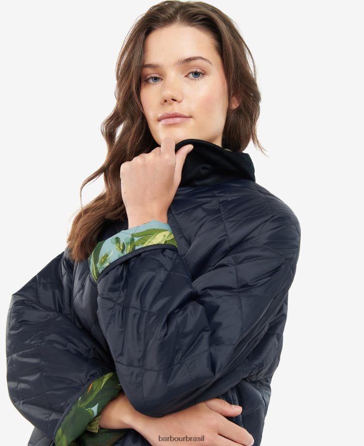roupas Barbour x House of Hackney gransden jaqueta acolchoada reversível marinho escuro/limerência/céu mulheres NH44421432