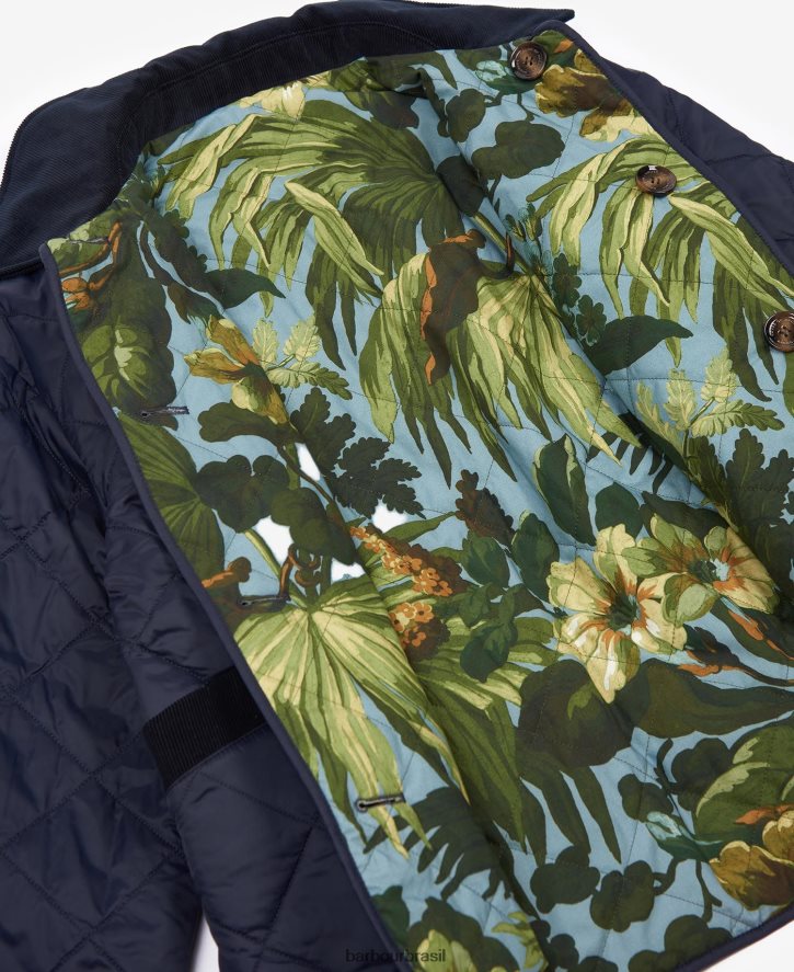roupas Barbour x House of Hackney gransden jaqueta acolchoada reversível marinho escuro/limerência/céu mulheres NH44421432