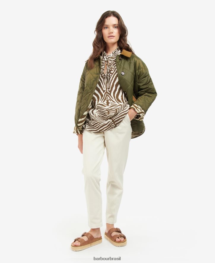 roupas Barbour x House of Hackney gransden jaqueta acolchoada reversível marinho escuro/limerência/céu mulheres NH44421461