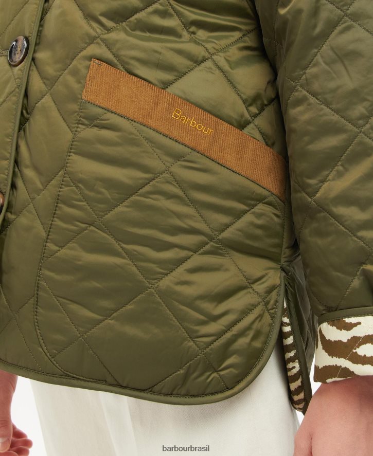 roupas Barbour x House of Hackney gransden jaqueta acolchoada reversível marinho escuro/limerência/céu mulheres NH44421461