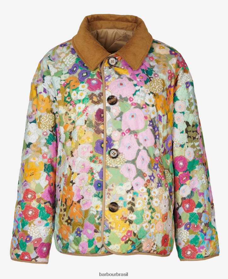 roupas Barbour x House of Hackney gransden jaqueta acolchoada reversível marinho escuro/limerência/céu mulheres NH44421505